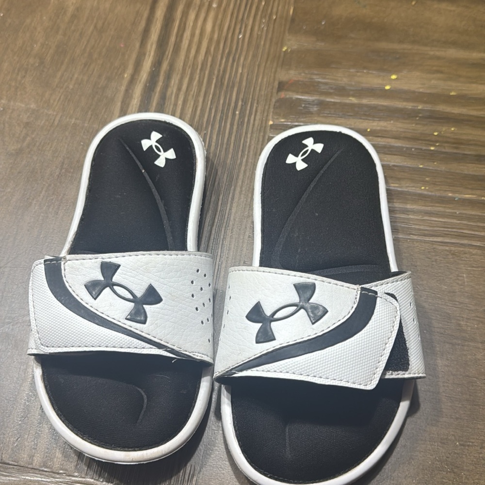 Under Armour Kids Black and White Slide Sandals